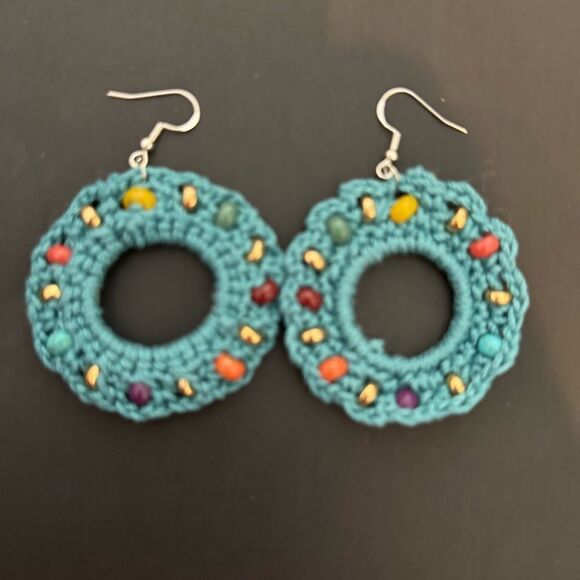 925 Hand crochet earrings - Picture 1 of 6